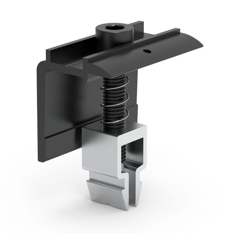[1HME32KK041] Click end clamp slim line with grounding (Black, 30mm)
